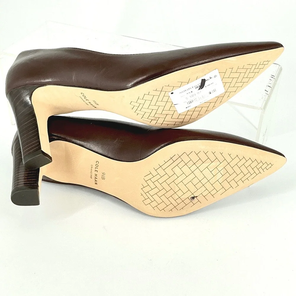 Cole Haan Grand 360 Size 9.5 Brown Leather Pointed Toe Heel Pumps NEW Mylah $130